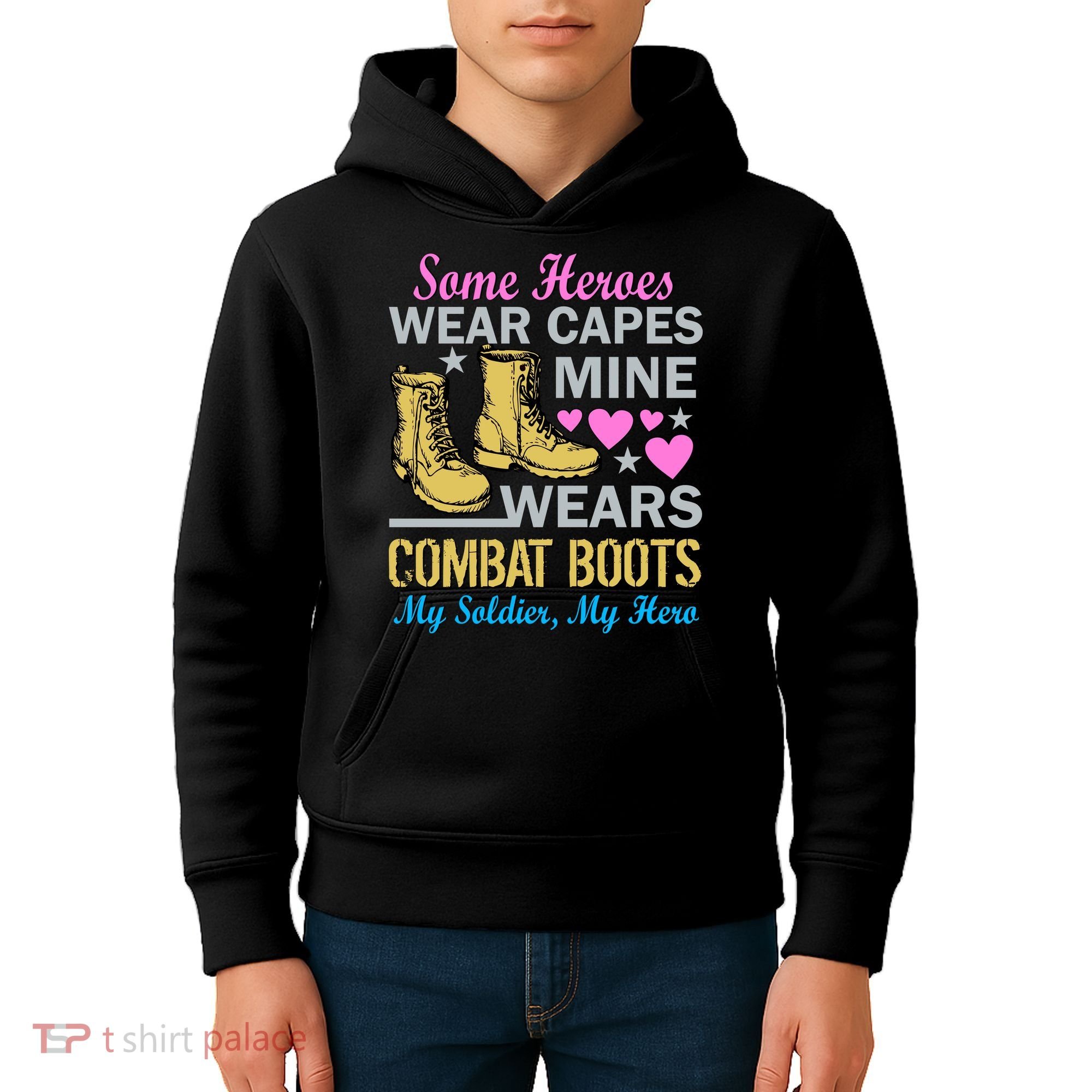Some Heroes Wear Capes Mine Wears Combat Boots Kids Hoodie