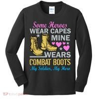 Some Heroes Wear Capes Mine Wears Combat Boots Kids Long Sleeve Shirt thumb 0