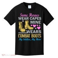 Some Heroes Wear Capes Mine Wears Combat Boots Kids T-Shirt thumb 0