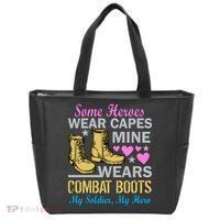 Some Heroes Wear Capes Mine Wears Combat Boots Tote Bag thumb 0