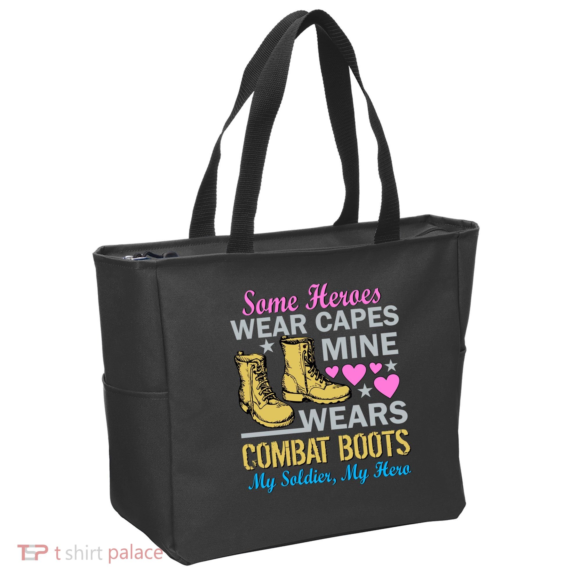 Some Heroes Wear Capes Mine Wears Combat Boots Tote Bag