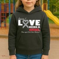 Someone I Love Needs A Cure Brain Cancer Awareness Kids Hoodie thumb 3