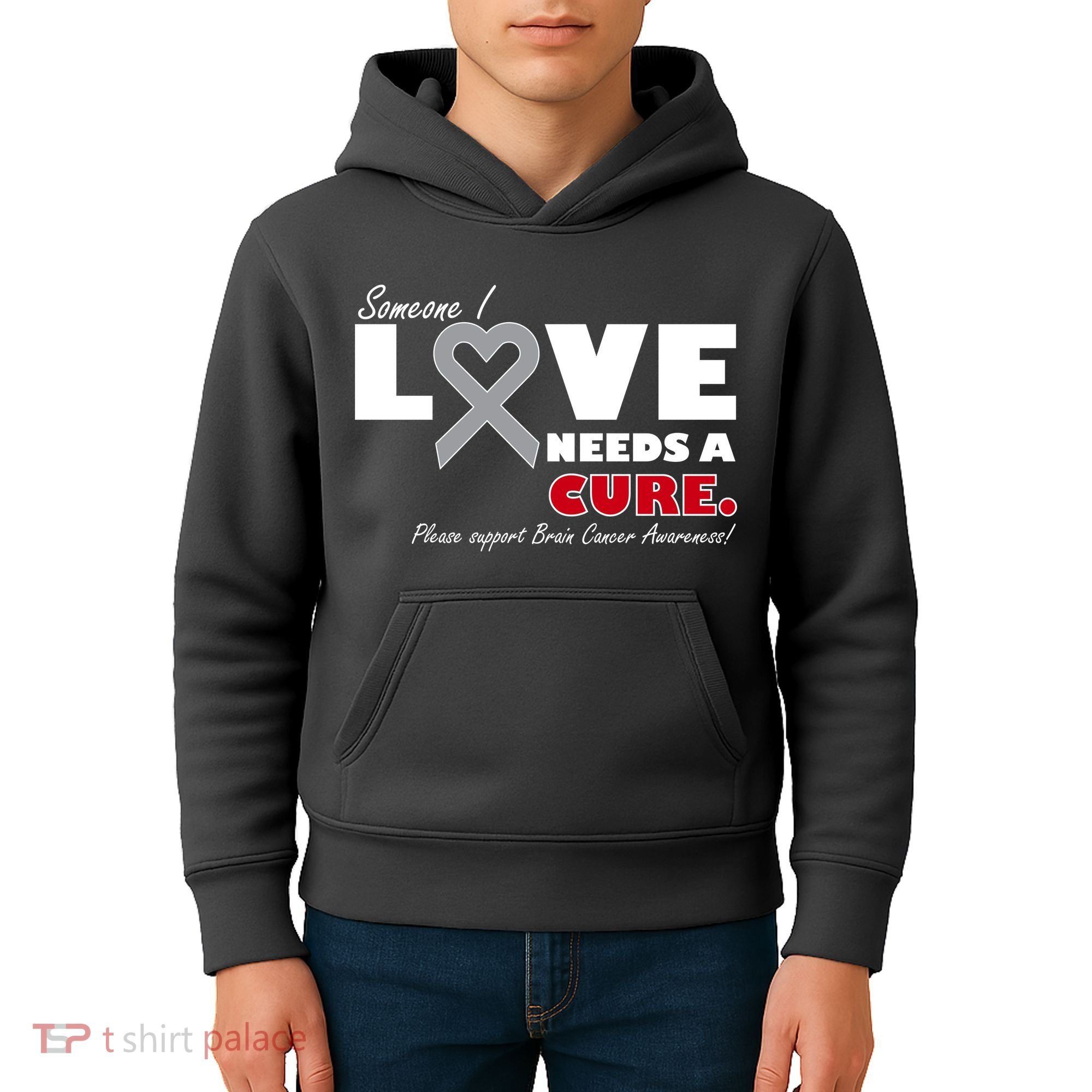 Someone I Love Needs A Cure Brain Cancer Awareness Kids Hoodie