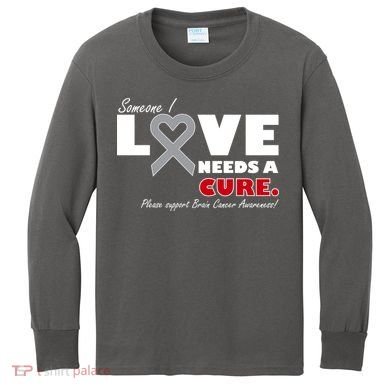 Someone I Love Needs A Cure Brain Cancer Awareness Kids Long Sleeve Shirt
