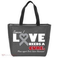 Someone I Love Needs A Cure Brain Cancer Awareness Tote Bag thumb 0