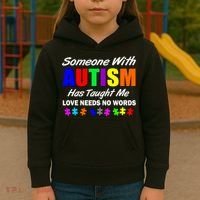 Someone With Autism Has Taught Me Kids Hoodie thumb 3