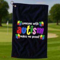 Someone With Autism Makes Me Proud Golf Towel thumb 1
