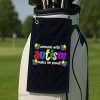 Someone With Autism Makes Me Proud Golf Towel thumb 2