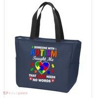 Someone With Autism Taught Me That Love Needs No Words Tote Bag thumb 3