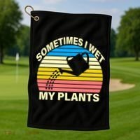 Sometimes I Wet My Plants Retro Golf Towel thumb 1