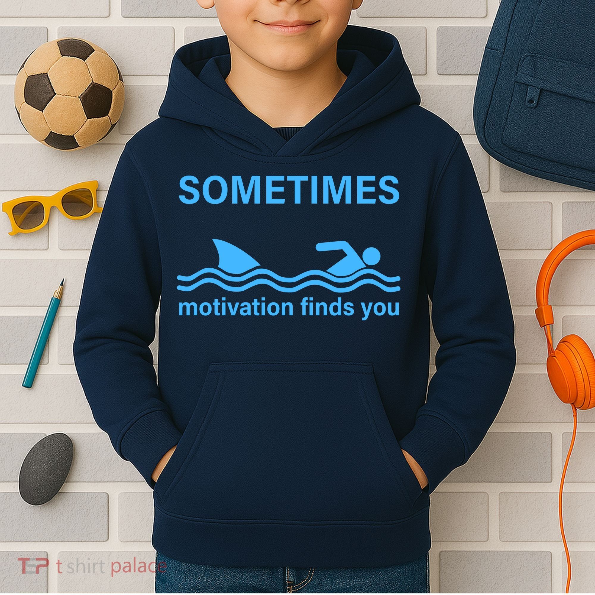 Sometimes Motivation Finds You Kids Hoodie