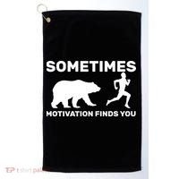 Sometimes Motivation Finds You Bear Golf Towel thumb 0