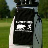 Sometimes Motivation Finds You Bear Golf Towel thumb 2