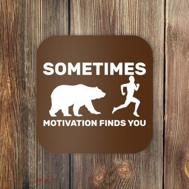 Sometimes Motivation Finds You Bear Coaster