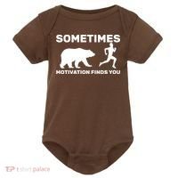Sometimes Motivation Finds You Bear Baby Bodysuit thumb 0