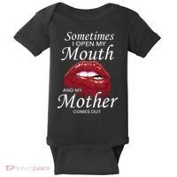 Sometimes When I Open My Mouth My Mother Comes Out Baby Bodysuit thumb 0