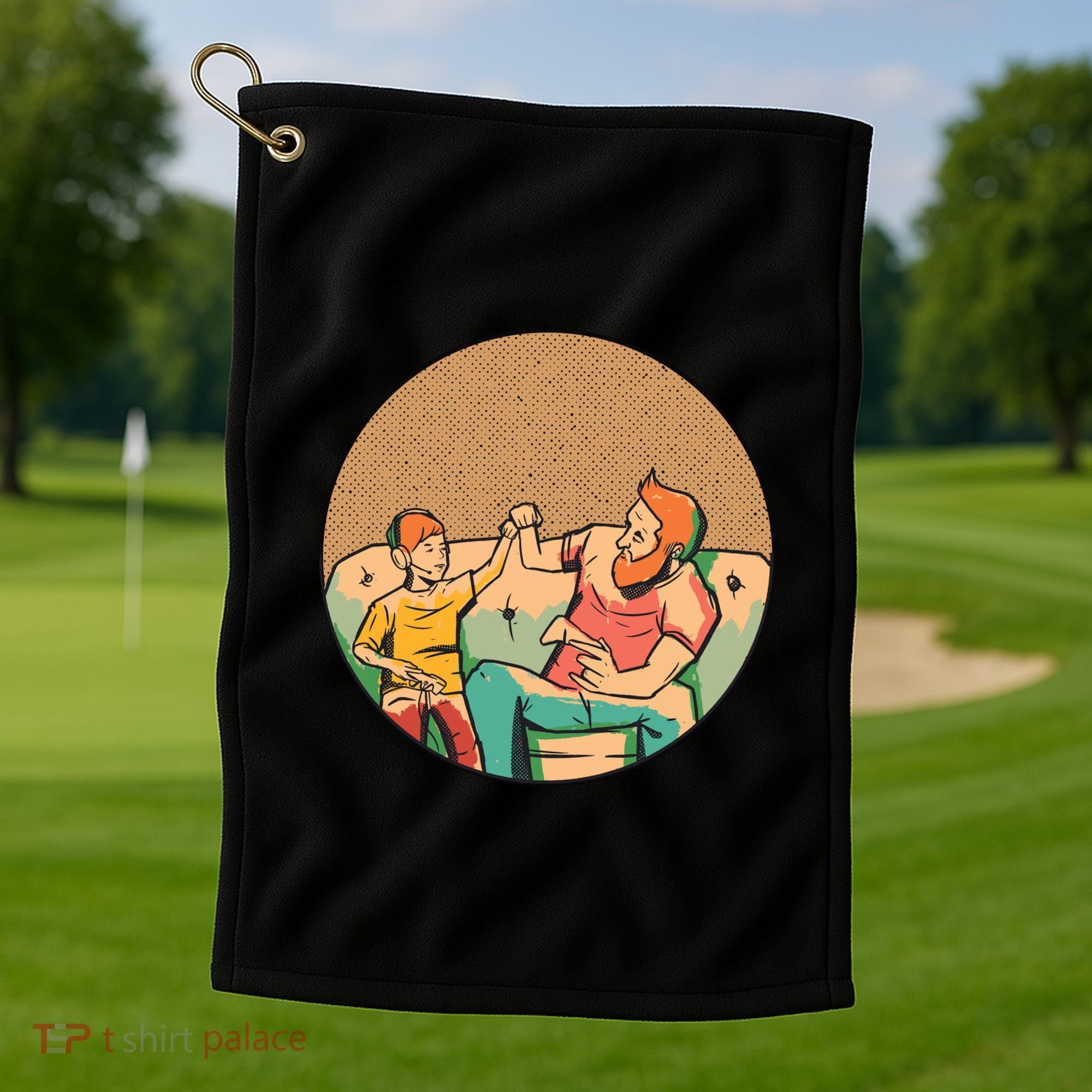Son And Dad Gamer Golf Towel