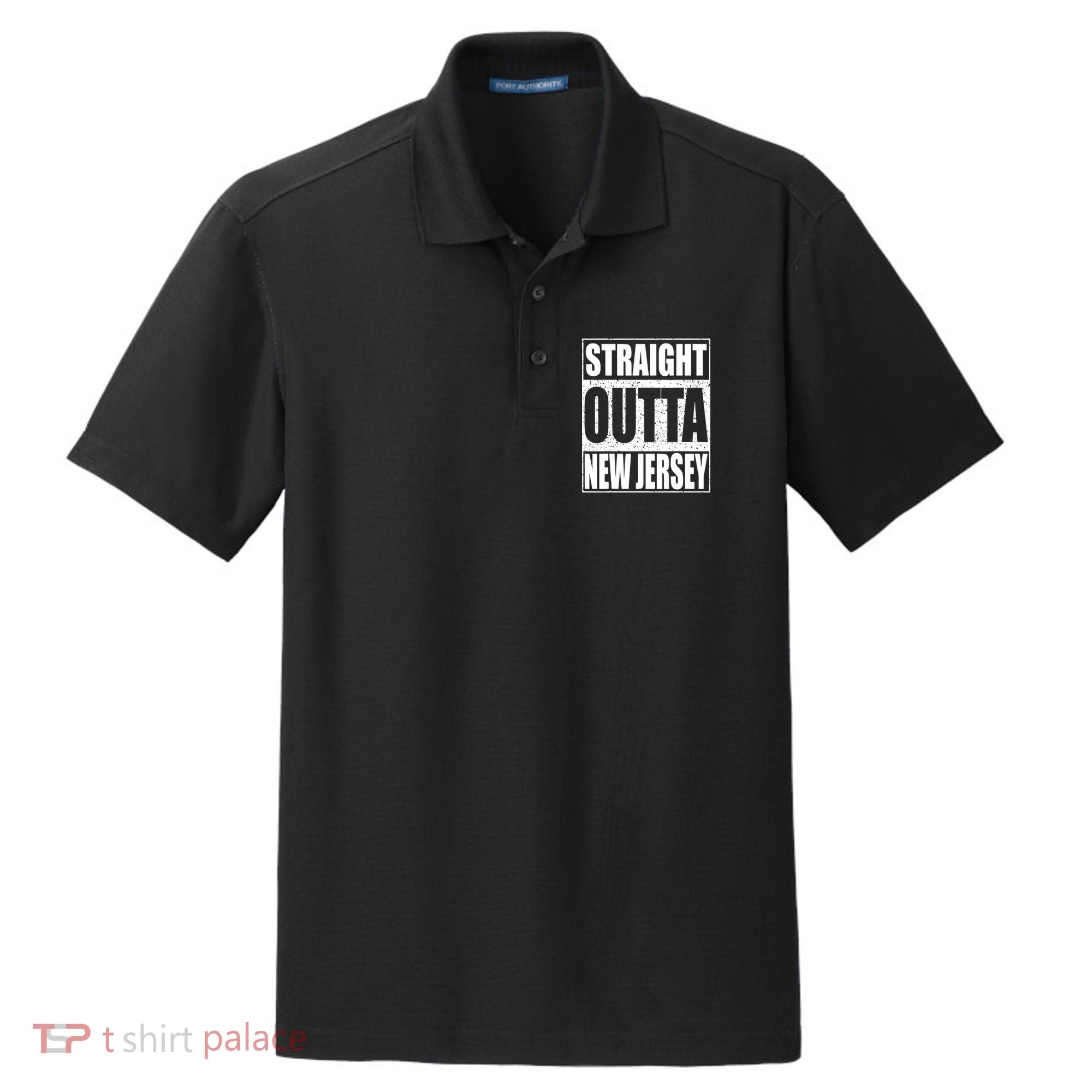 Straight Outta New Jersey Patriotic New Jersey State Dry Zone Grid Polo