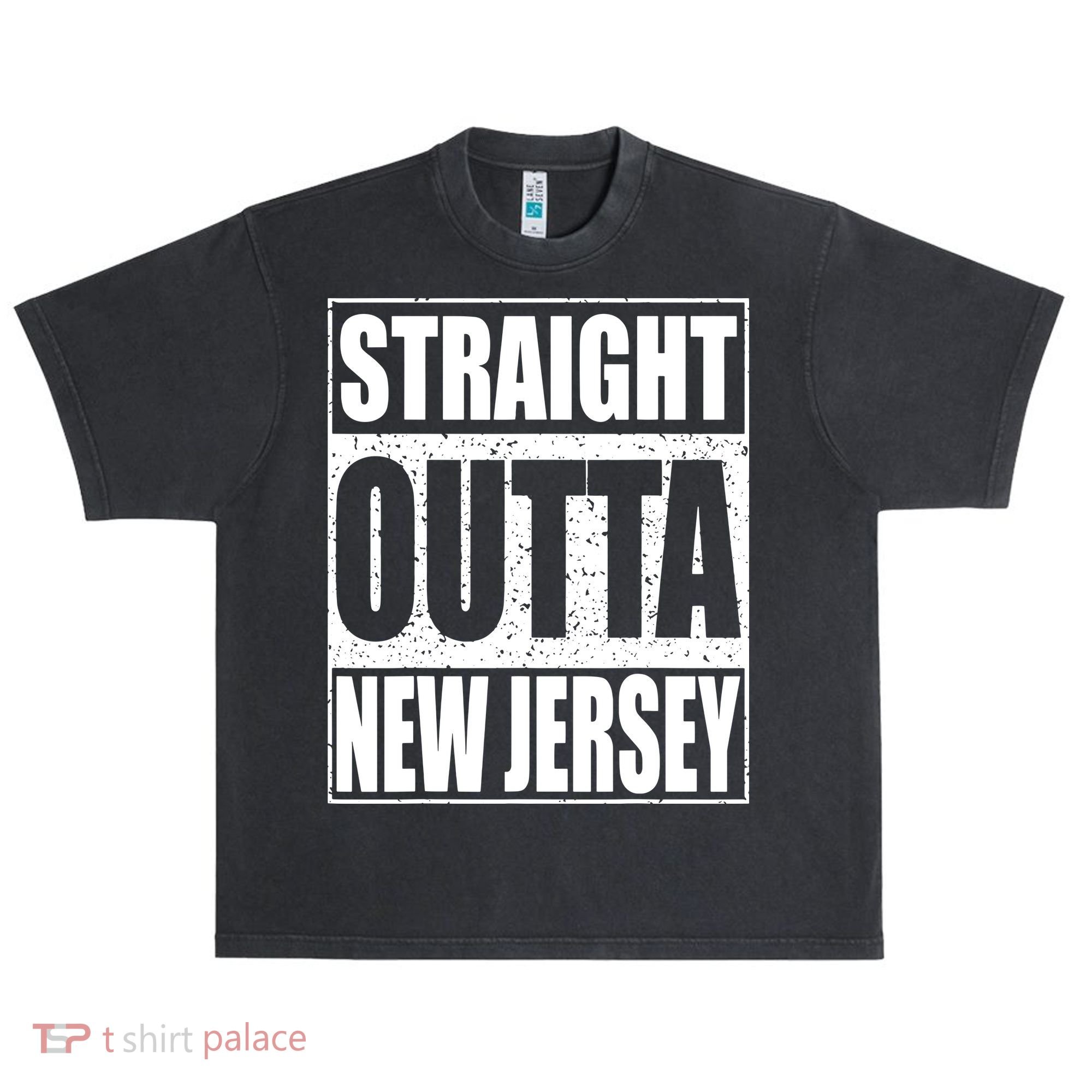 Straight Outta New Jersey Patriotic New Jersey State Urban Oversized Heavyweight T-Shirt
