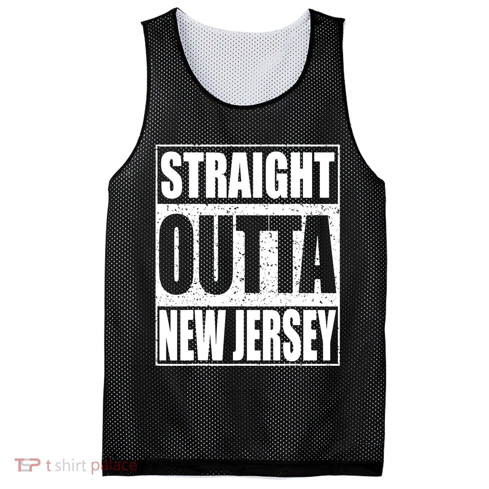 Straight Outta New Jersey Patriotic New Jersey State Mesh Reversible Basketball Jersey Tank