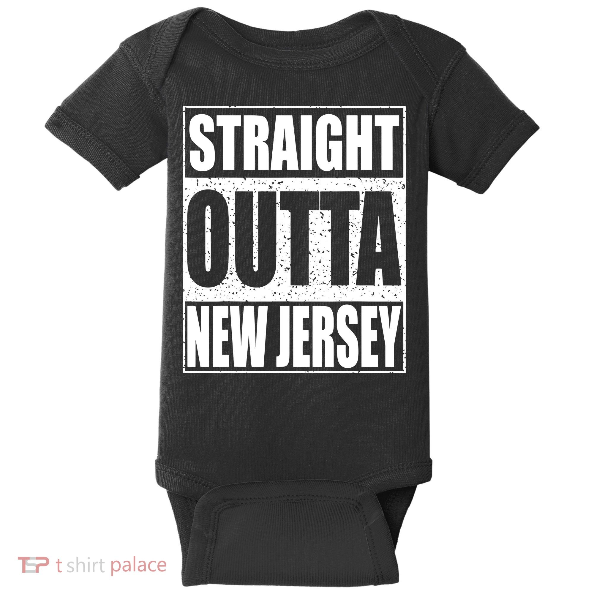 Straight Outta New Jersey Patriotic New Jersey State Baby Bodysuit