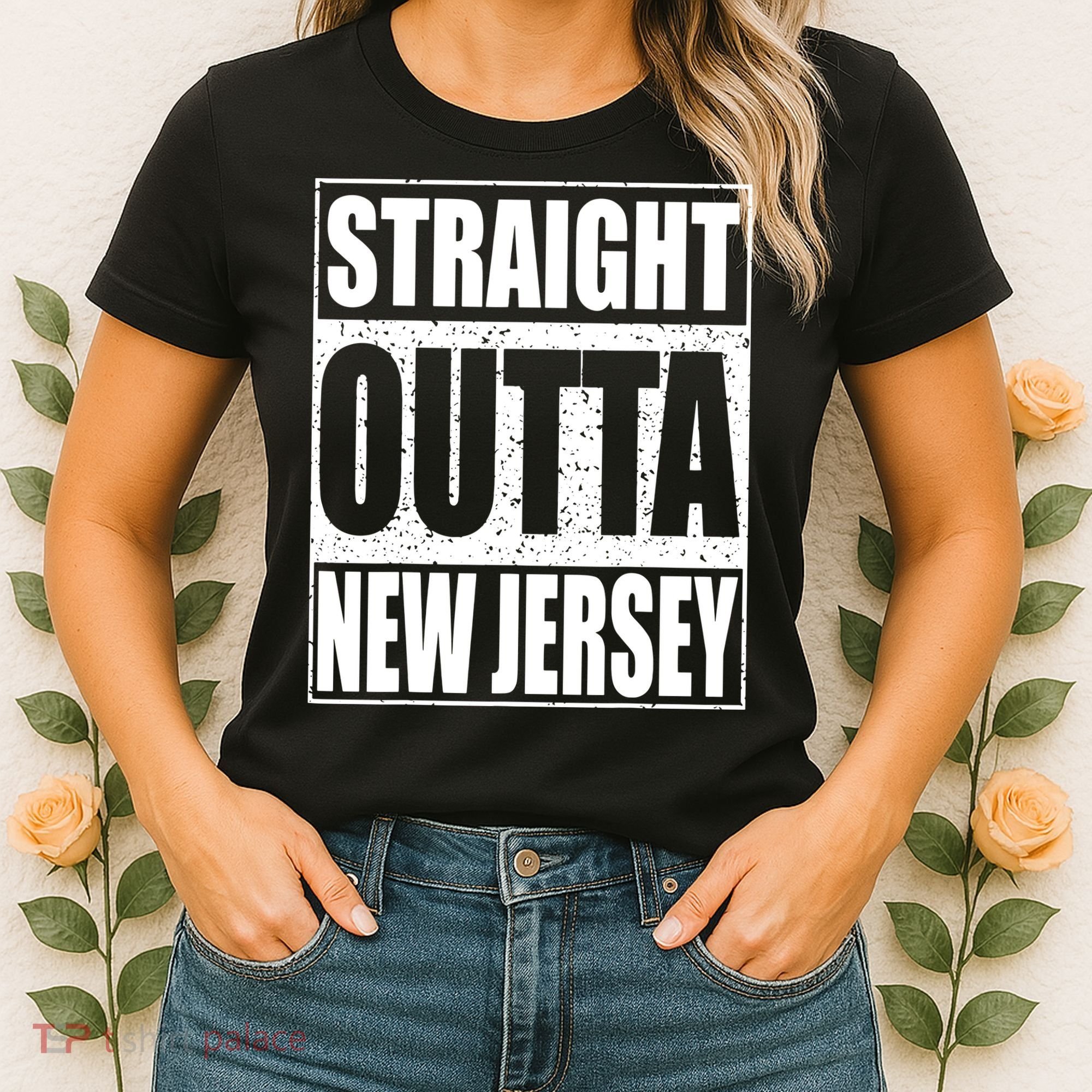 Straight Outta New Jersey Patriotic New Jersey State Women's T-Shirt