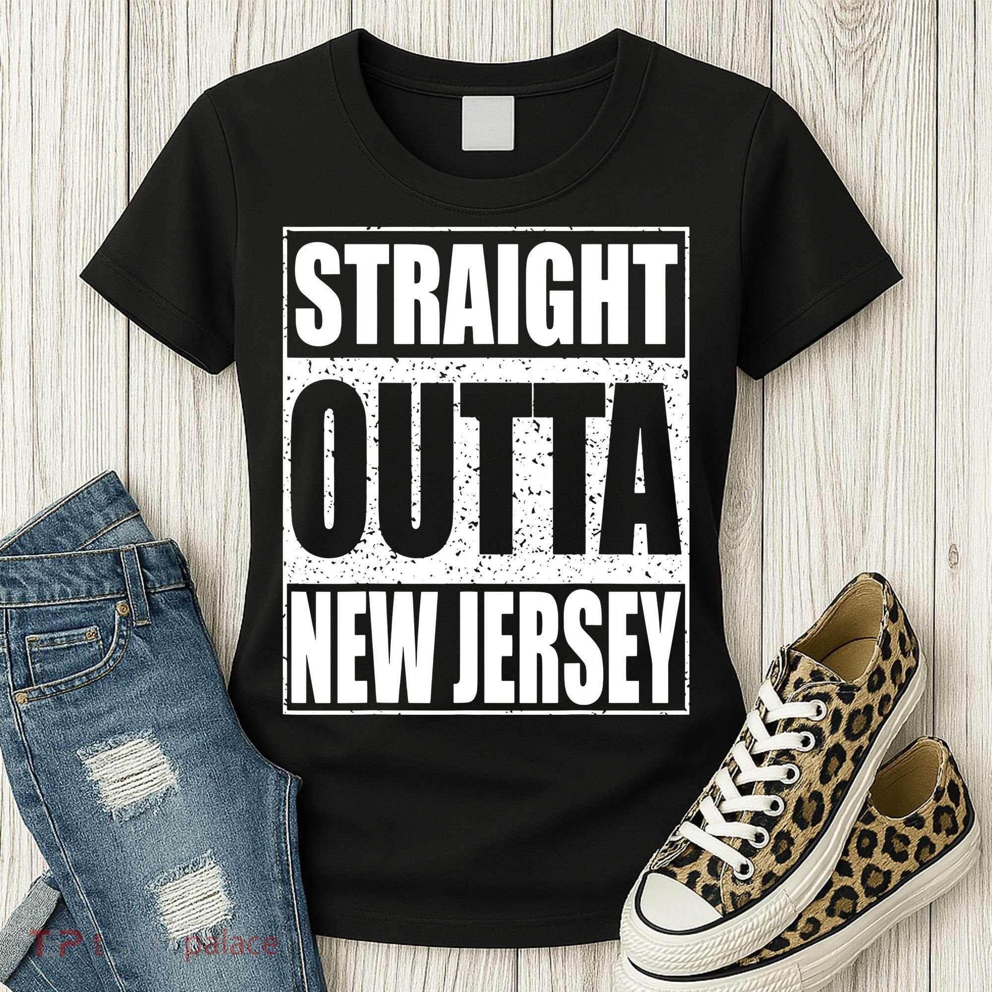 Straight Outta New Jersey Patriotic New Jersey State Women's T-Shirt