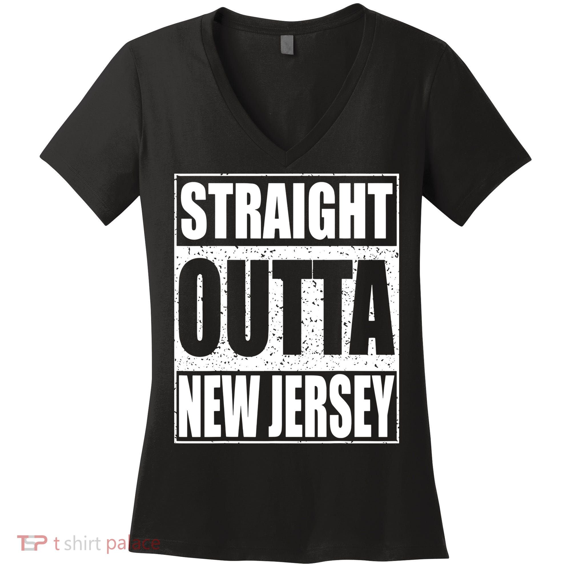 Straight Outta New Jersey Patriotic New Jersey State Women's V-Neck T-Shirt