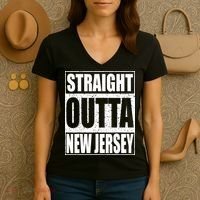 Straight Outta New Jersey Patriotic New Jersey State Women's V-Neck T-Shirt thumb 3