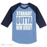 Straight Outta New Jersey Patriotic New Jersey State Raglan Baseball Sleeve Shirt thumb 0