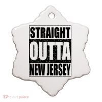 Straight Outta New Jersey Patriotic New Jersey State Ceramic Ornament thumb 0