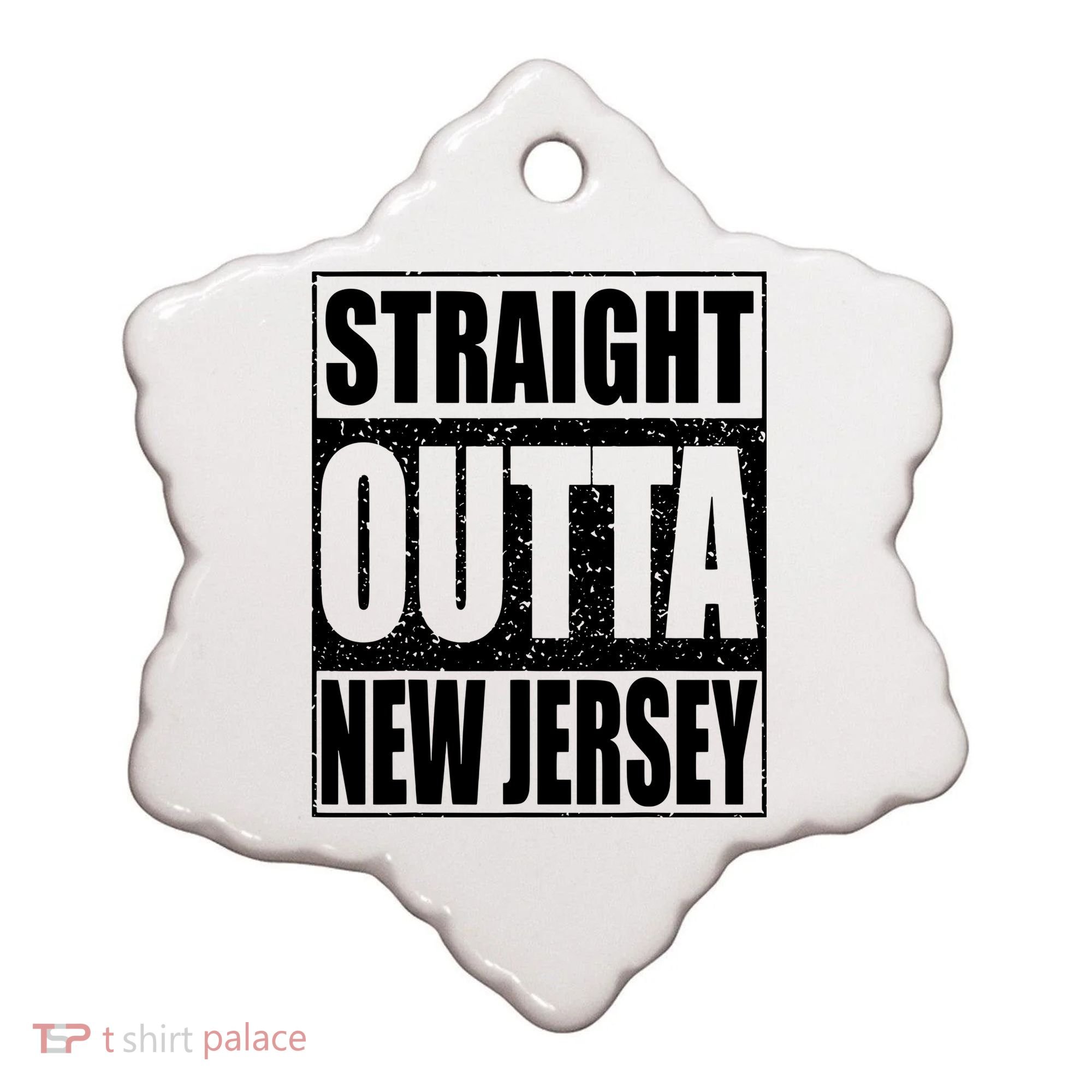 Straight Outta New Jersey Patriotic New Jersey State Ceramic Ornament