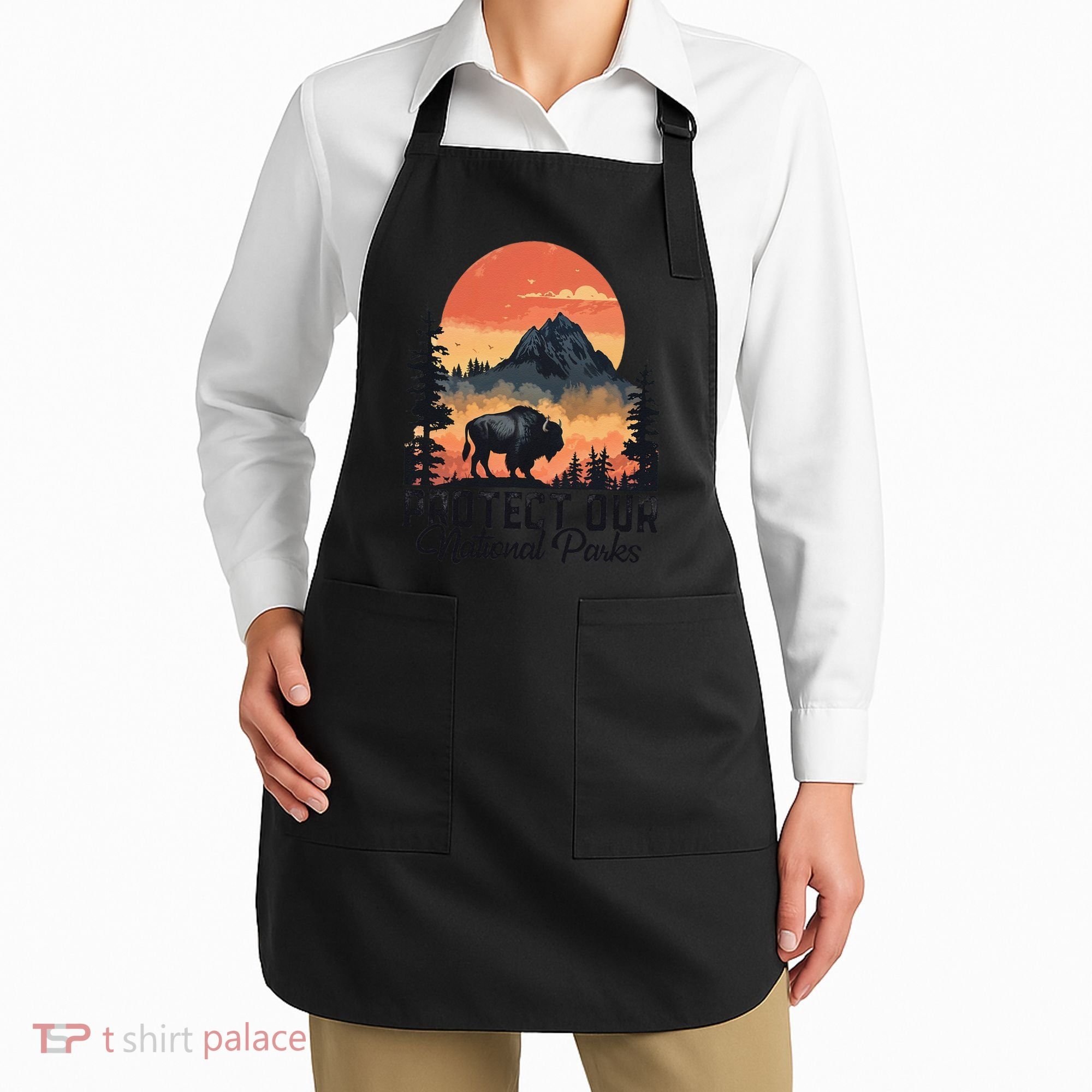 Save Our National Parks Resist Service Bison Buffalo Apron