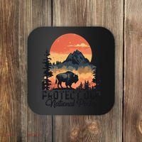 Save Our National Parks Resist Service Bison Buffalo Coaster thumb 0