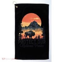 Save Our National Parks Resist Service Bison Buffalo Golf Towel thumb 0