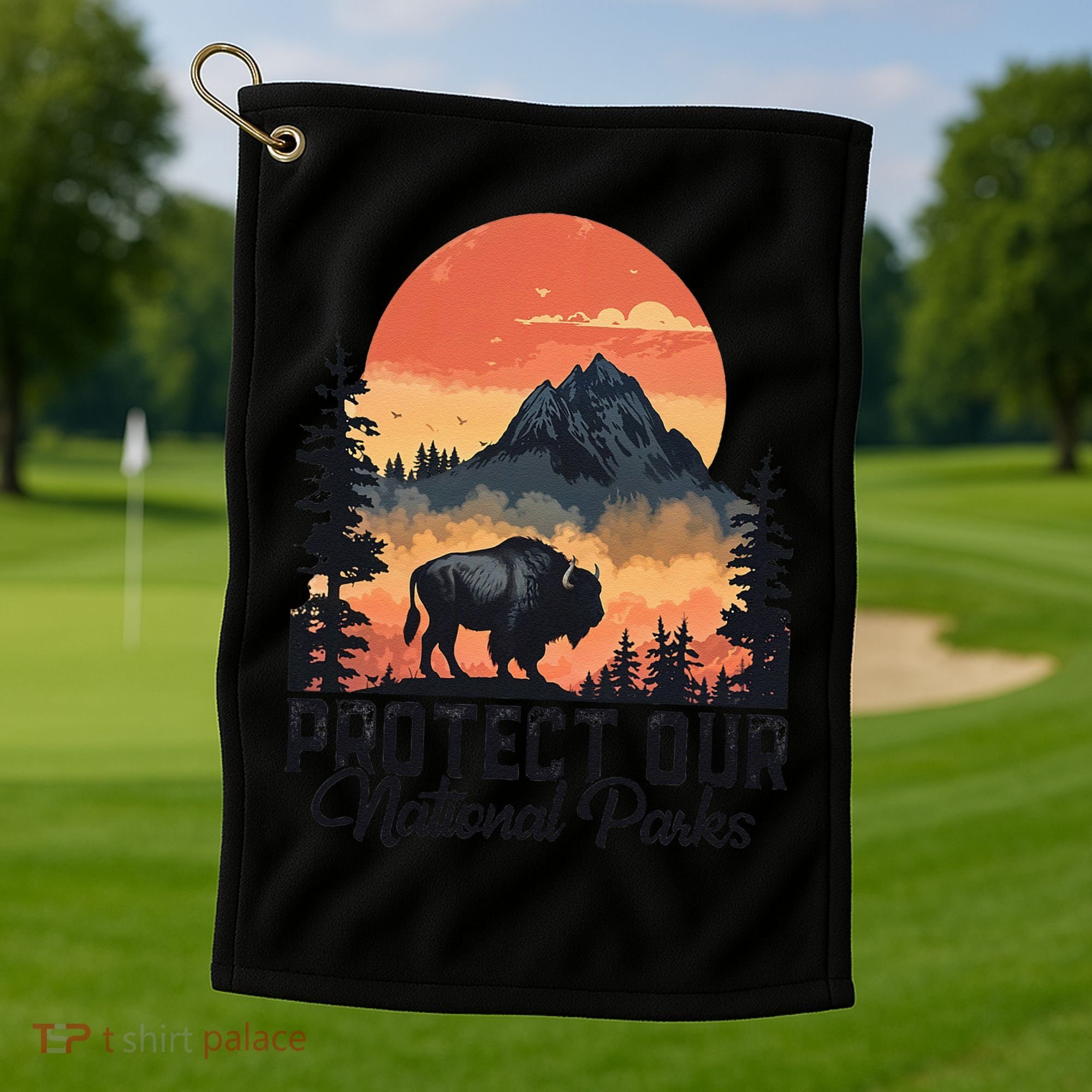 Save Our National Parks Resist Service Bison Buffalo Golf Towel