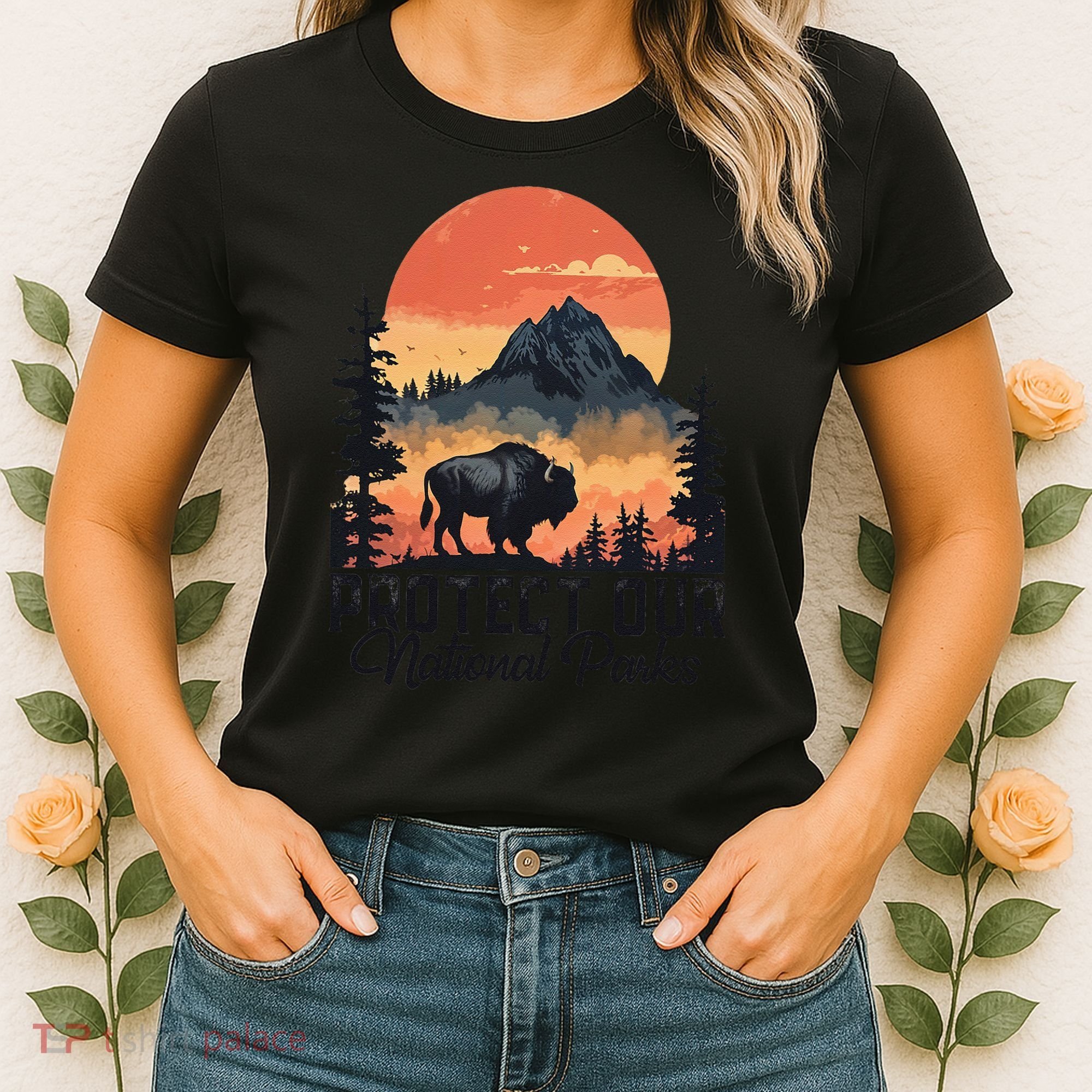 Save Our National Parks Resist Service Bison Buffalo Women's T-Shirt