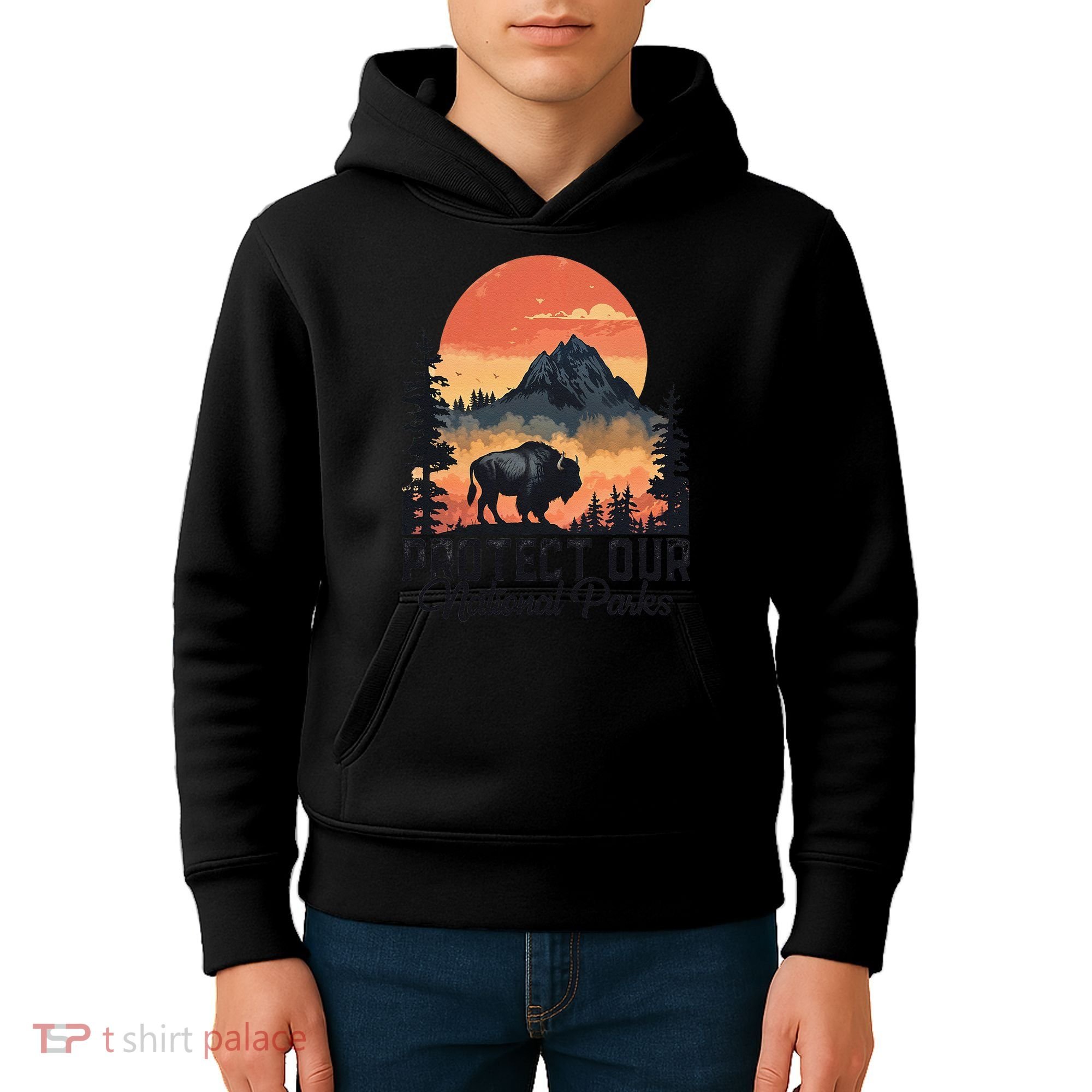 Save Our National Parks Resist Service Bison Buffalo Kids Hoodie