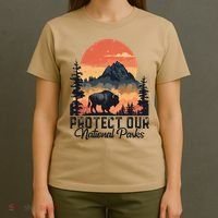 Save Our National Parks Resist Service Bison Buffalo T-Shirt thumb 4