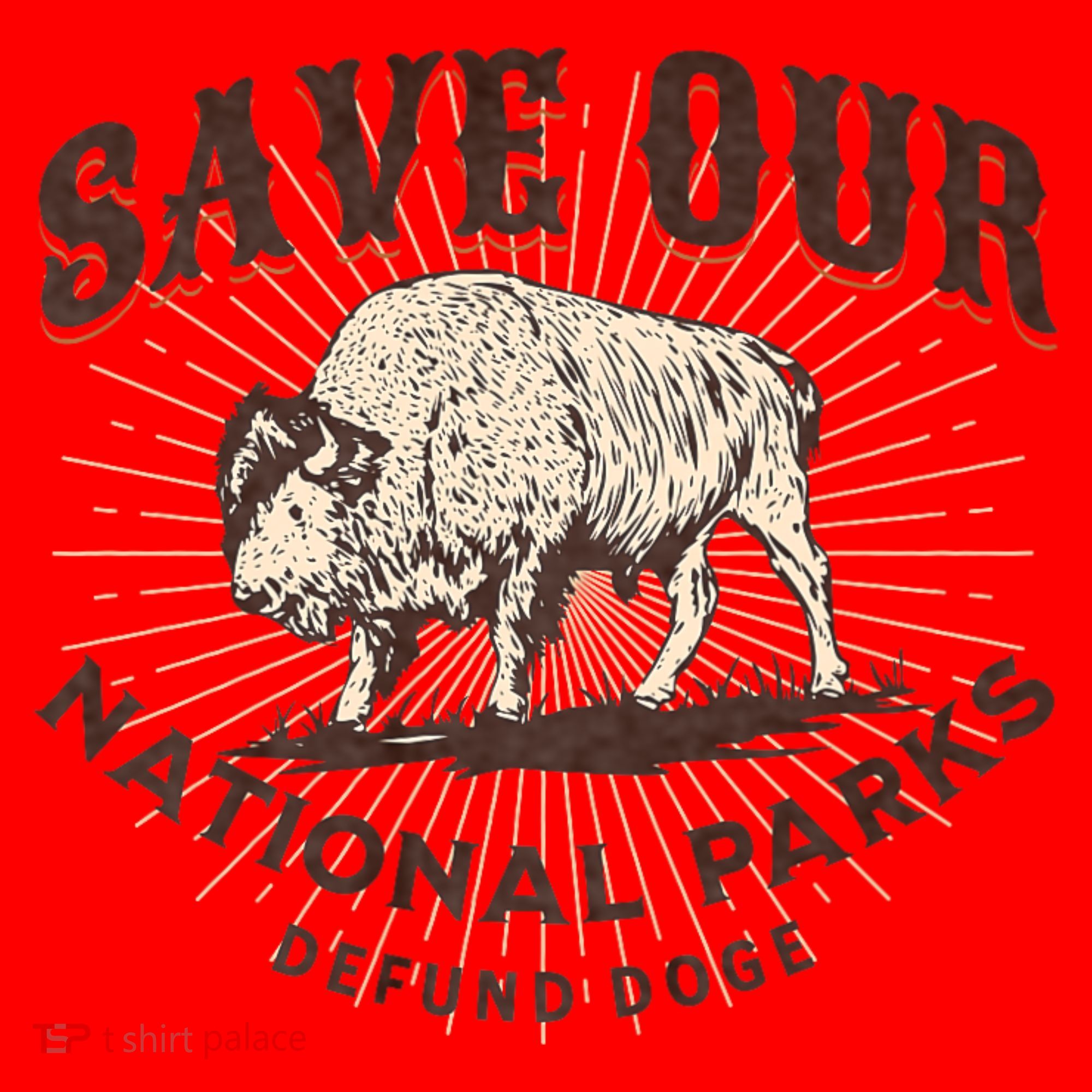Save Our National Parks Defund DOGE Resist Bison ALT US Santa Hat