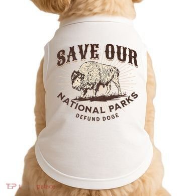 Save Our National Parks Defund DOGE Resist Bison ALT US Doggie Tank