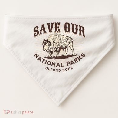 Save Our National Parks Defund DOGE Resist Bison ALT US USA-Made Doggie Bandana