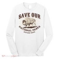 Save Our National Parks Defund DOGE Resist Bison ALT US Long Sleeve Shirt thumb 0
