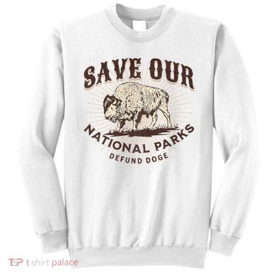 Save Our National Parks Defund DOGE Resist Bison ALT US Sweatshirt