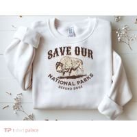 Save Our National Parks Defund DOGE Resist Bison ALT US Sweatshirt thumb 2