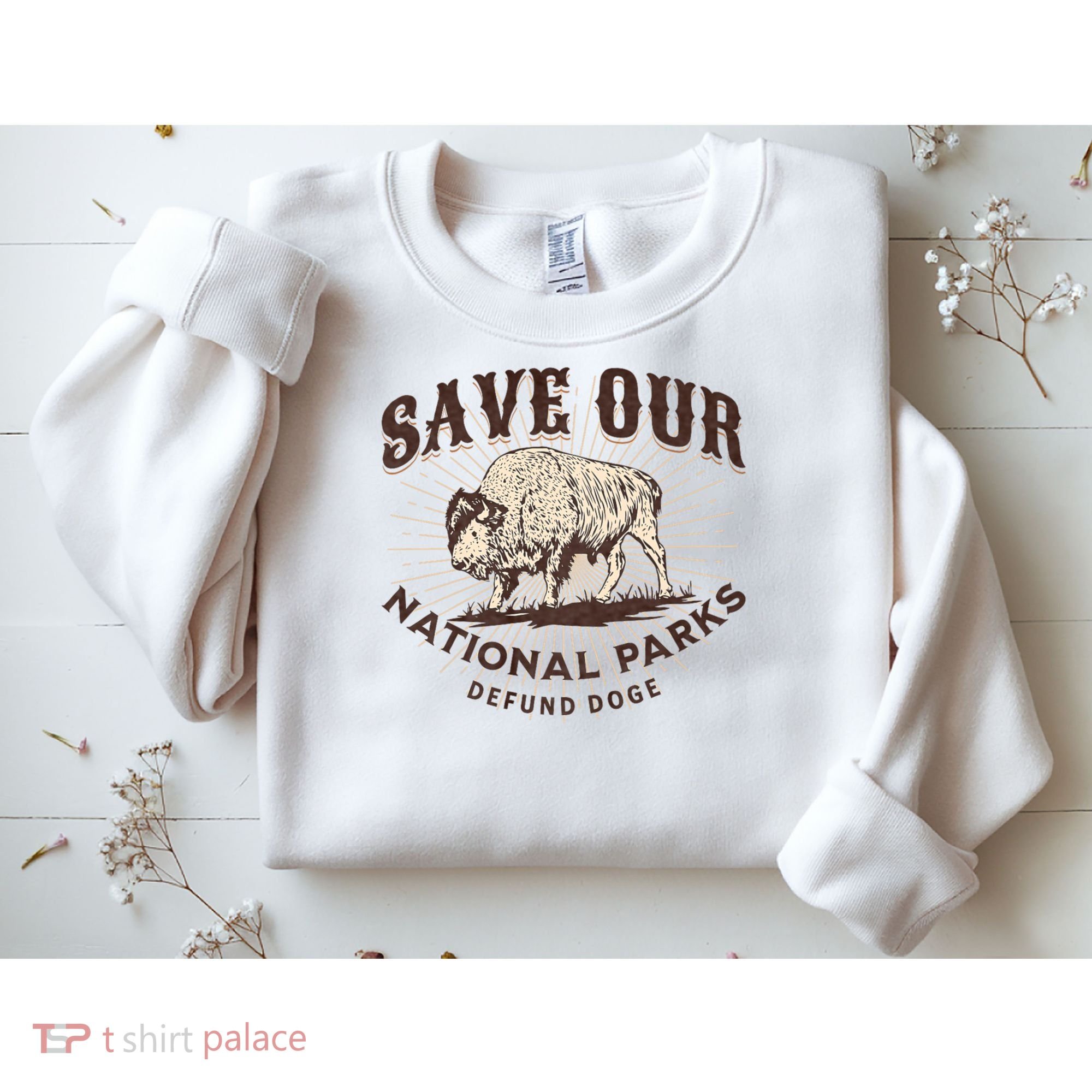 Save Our National Parks Defund DOGE Resist Bison ALT US Sweatshirt