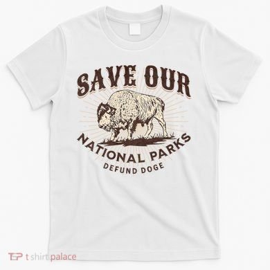 Save Our National Parks Defund DOGE Resist Bison ALT US T-Shirt