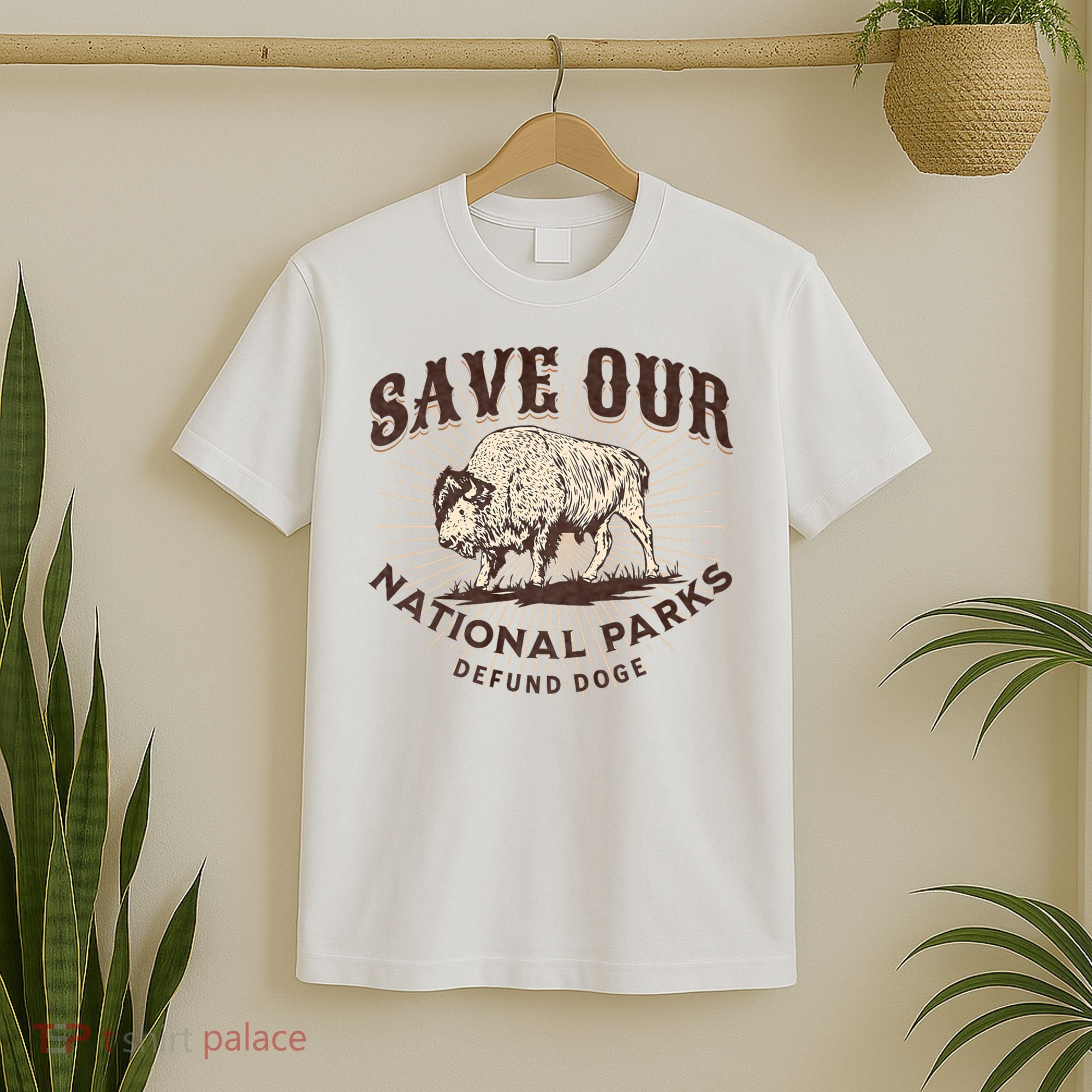 Save Our National Parks Defund DOGE Resist Bison ALT US T-Shirt