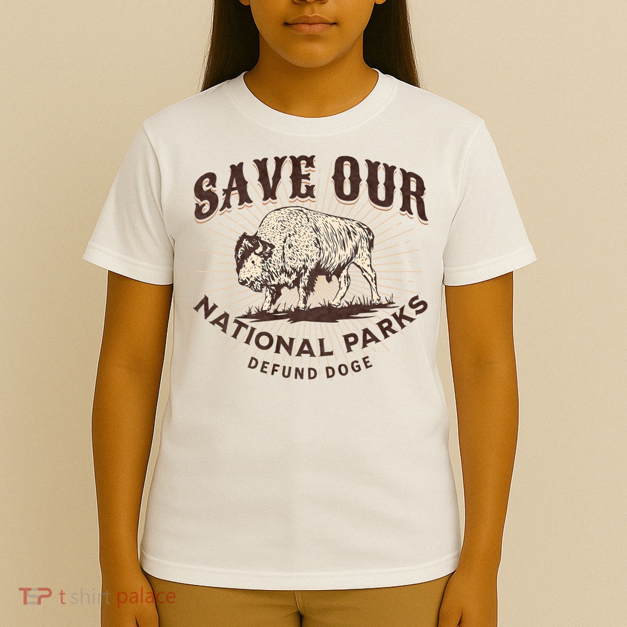 Save Our National Parks Defund DOGE Resist Bison ALT US T-Shirt