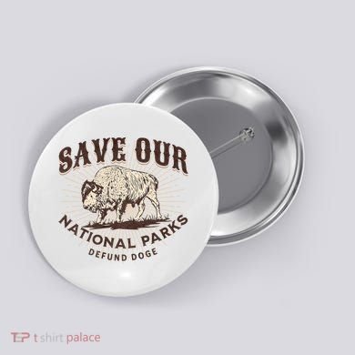 Save Our National Parks Defund DOGE Resist Bison ALT US Button